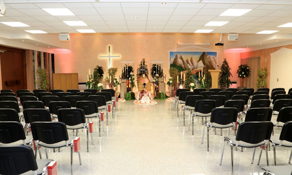 Blick in die Trauerhalle in Bünde